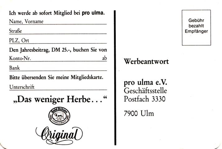 ulm ul-bw gold ochsen recht 1a (190-werbeantwort-schwarz)